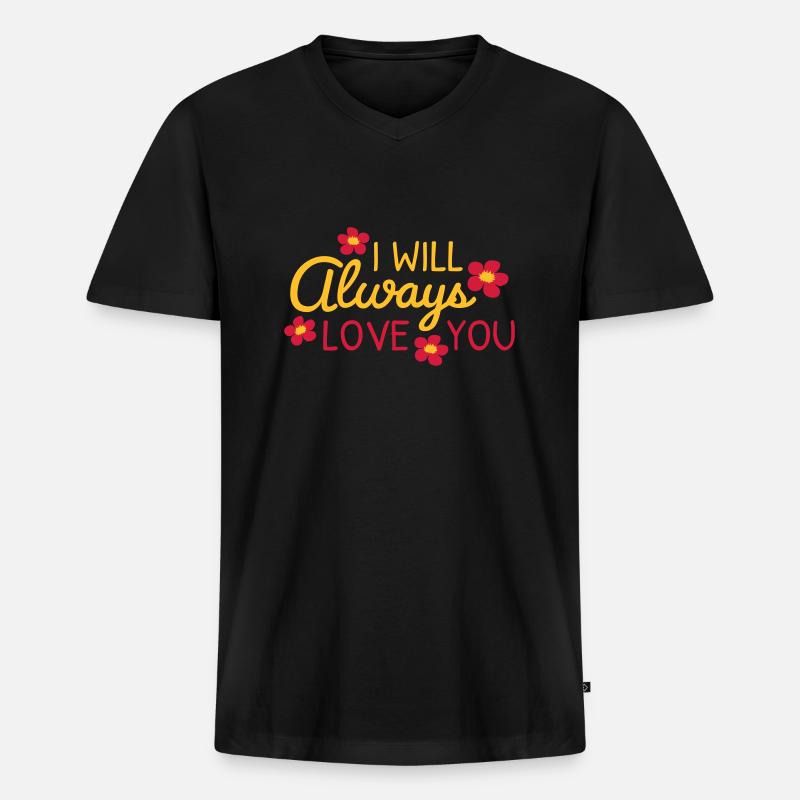 I will always love - Männer Premium Bio T-Shirt mit V-Ausschnitt - Schwarz