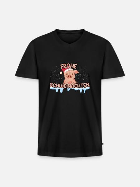 Weihnachten Geschenke Schwein Design - Männer Premium Bio T-Shirt mit V-Ausschnitt - Schwarz