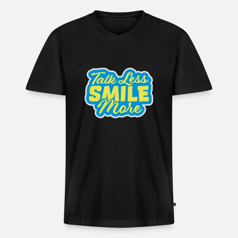 talk less smile more - Männer Premium Bio T-Shirt mit V-Ausschnitt - Schwarz
