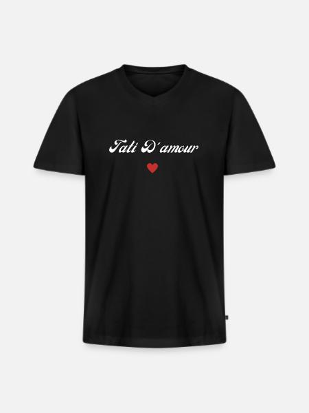 tati d'amour - T-shirt encolure en V Premium bio Homme - noir