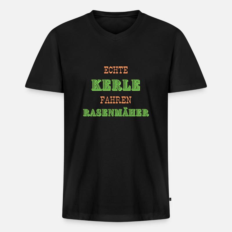 Rasenmäher - Männer Premium Bio T-Shirt mit V-Ausschnitt - Schwarz