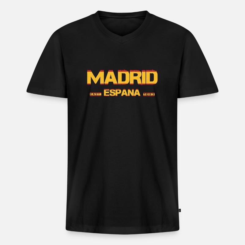 Madrid - Spanien - Männer Premium Bio T-Shirt mit V-Ausschnitt - Schwarz
