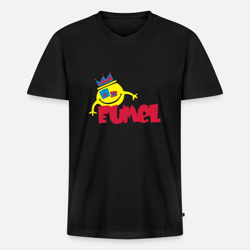 EUMEL - Männer Premium Bio T-Shirt mit V-Ausschnitt - Schwarz