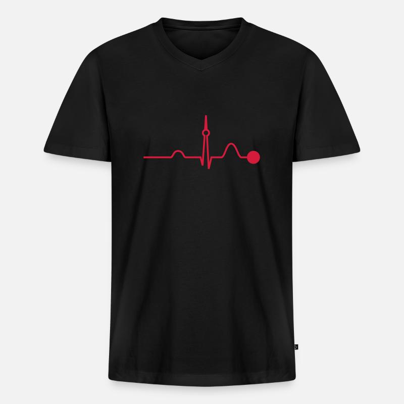 Berlin Heartbeat (Vector) - Männer Premium Bio T-Shirt mit V-Ausschnitt - Schwarz