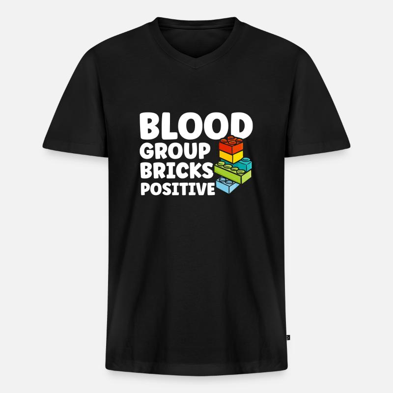 Baustein Klemmbaustein Baustein - Männer Premium Bio T-Shirt mit V-Ausschnitt - Schwarz