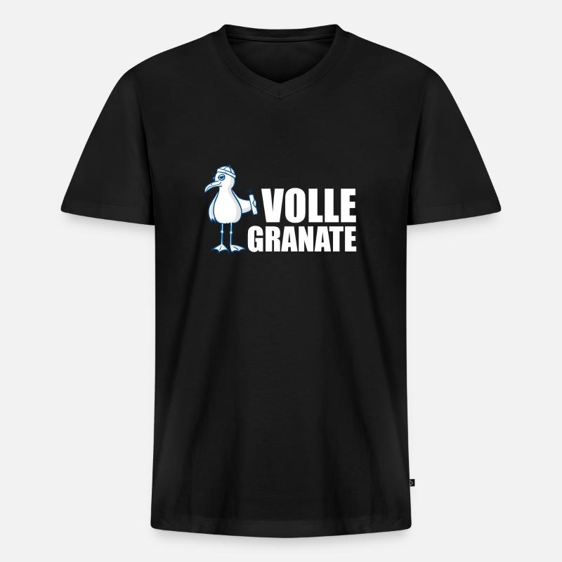 Coole Möwe = volle Granate - Männer Premium Bio T-Shirt mit V-Ausschnitt - Schwarz