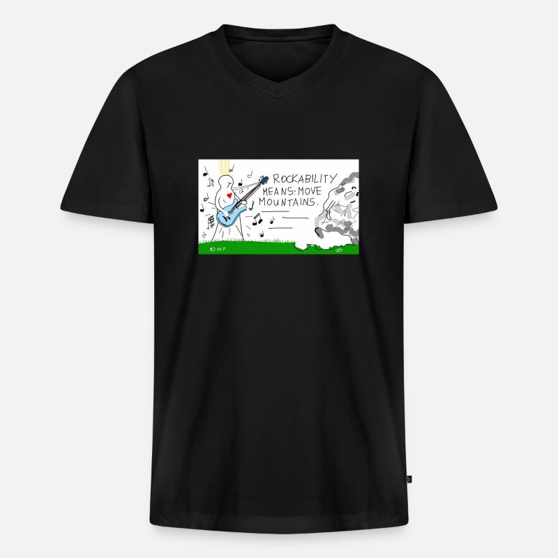 Rockability means move mountains. - Männer Premium Bio T-Shirt mit V-Ausschnitt - Schwarz