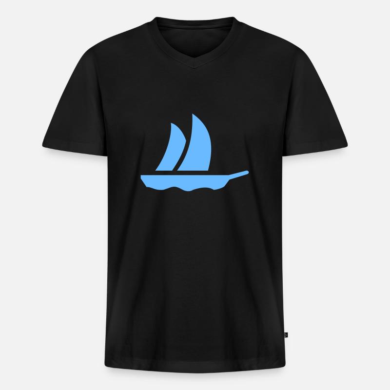 Segelboot / Sailboat (1c) - Männer Premium Bio T-Shirt mit V-Ausschnitt - Schwarz