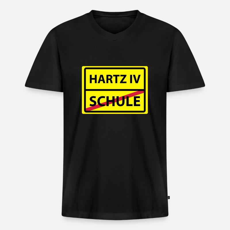 schule hartz 4 - Männer Premium Bio T-Shirt mit V-Ausschnitt - Schwarz