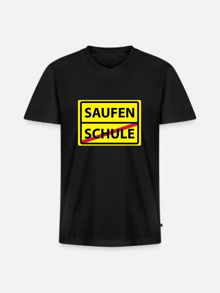 schule saufen - Männer Premium Bio T-Shirt mit V-Ausschnitt - Schwarz