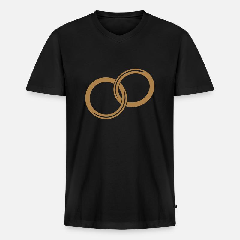 Eheringe // Goldene Ringe // Heiratsantrag // Zwei - Männer Premium Bio T-Shirt mit V-Ausschnitt - Schwarz