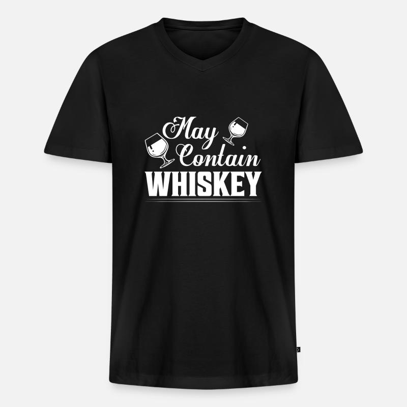 May Contain Whiskey Bourbon Drinking - Männer Premium Bio T-Shirt mit V-Ausschnitt - Schwarz