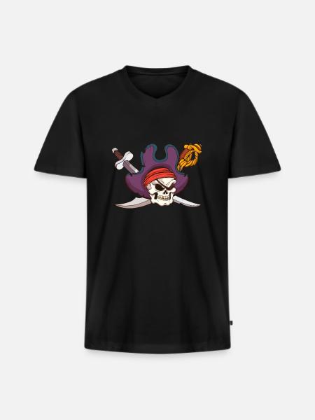 Pirate Skull - Men's Premium Organic T-shirt with V-neck - black