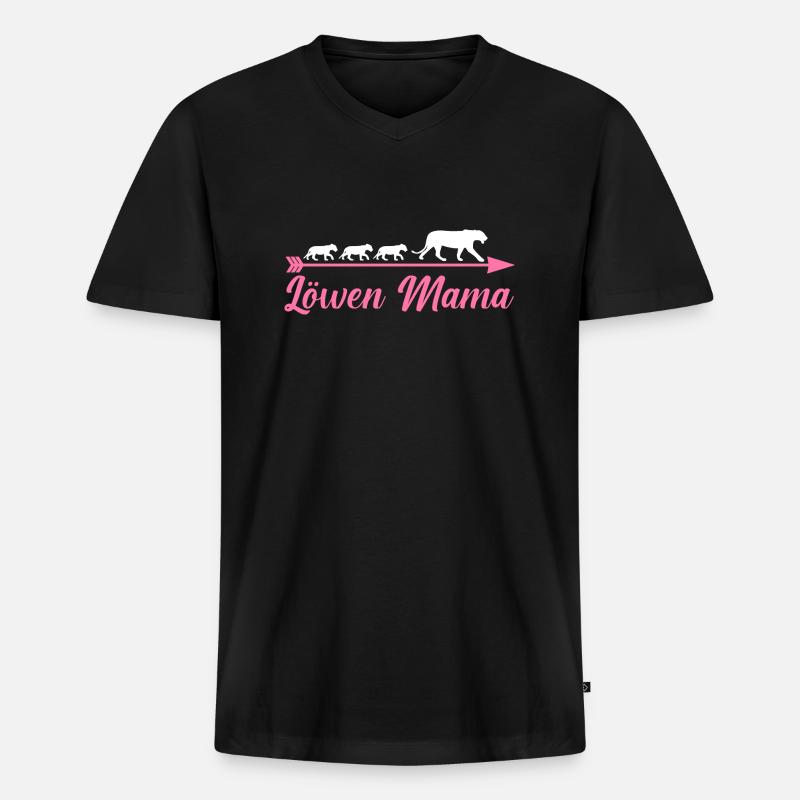 Mutter Löwen Mama - Männer Premium Bio T-Shirt mit V-Ausschnitt - Schwarz