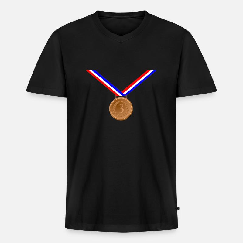 Bronzemedaille 3. - Männer Premium Bio T-Shirt mit V-Ausschnitt - Schwarz