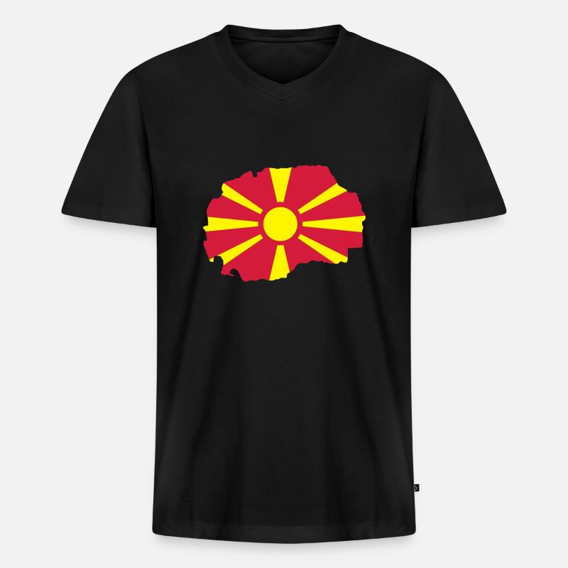 Mazedonien - Männer Premium Bio T-Shirt mit V-Ausschnitt - Schwarz