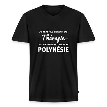 POLYNÉSIE THÉRAPIE - T-shirt encolure en V Premium bio Homme - noir - Devant - Nico (187cm)