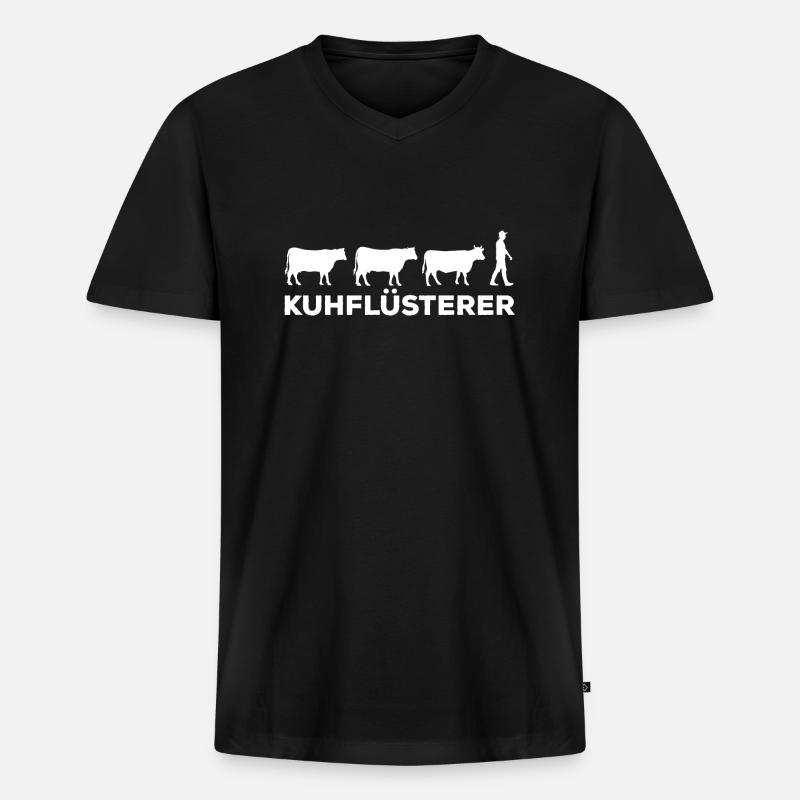 Kuhflüsterer Milchkuh Rind - Männer Premium Bio T-Shirt mit V-Ausschnitt - Schwarz