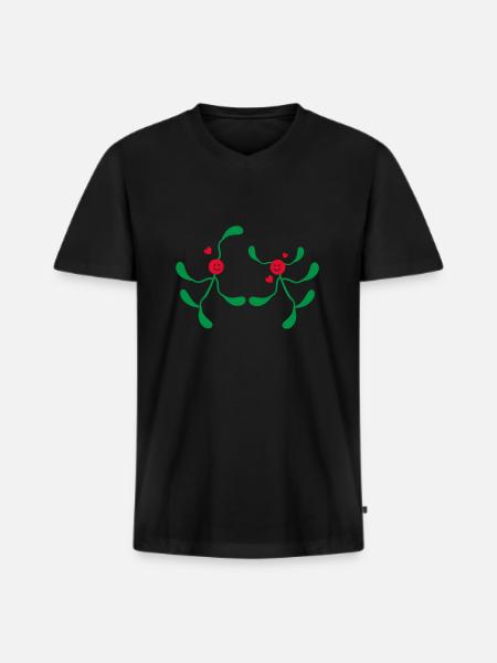 Mistletoe pairs - Men's Premium Organic T-shirt with V-neck - black