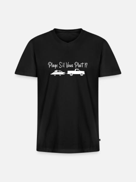 Plage S'il Vous Plaît !? - T-shirt encolure en V Premium bio Homme - noir