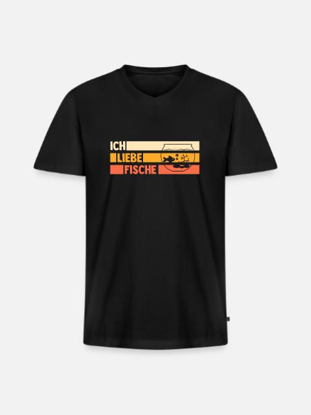 Aquarium Aquaristik Fische - Männer Premium Bio T-Shirt mit V-Ausschnitt - Schwarz