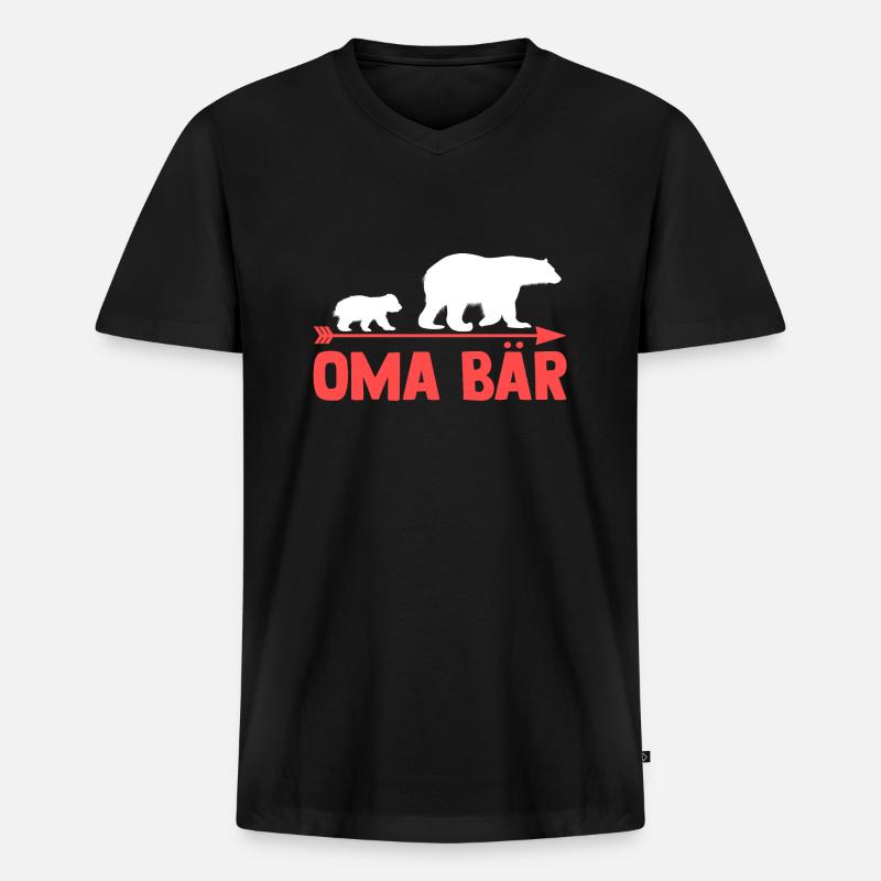 Großmutter Oma Bär - Männer Premium Bio T-Shirt mit V-Ausschnitt - Schwarz