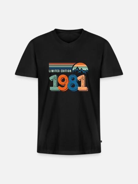 Limited edition 1981 - Men's Premium Organic T-shirt with V-neck - black