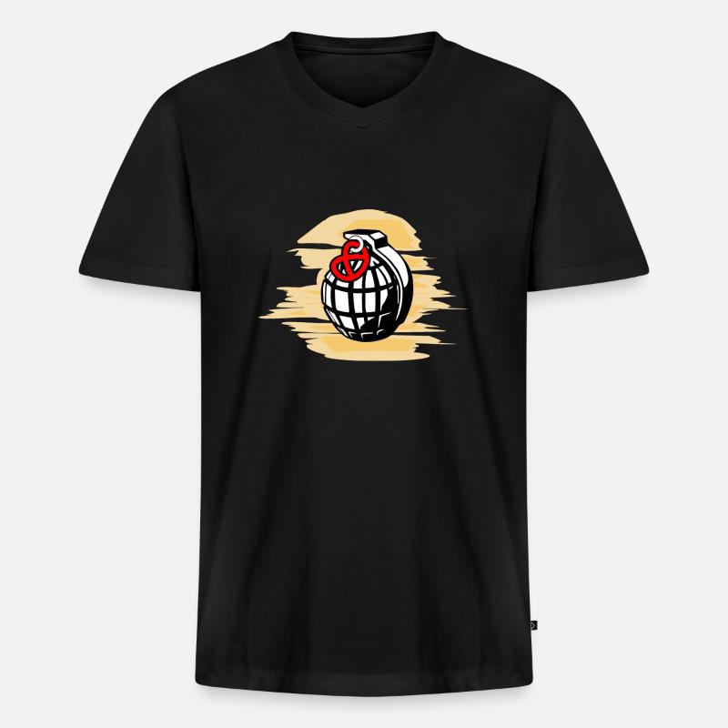 Granatapfel-Brezel-Sonne - Männer Premium Bio T-Shirt mit V-Ausschnitt - Schwarz