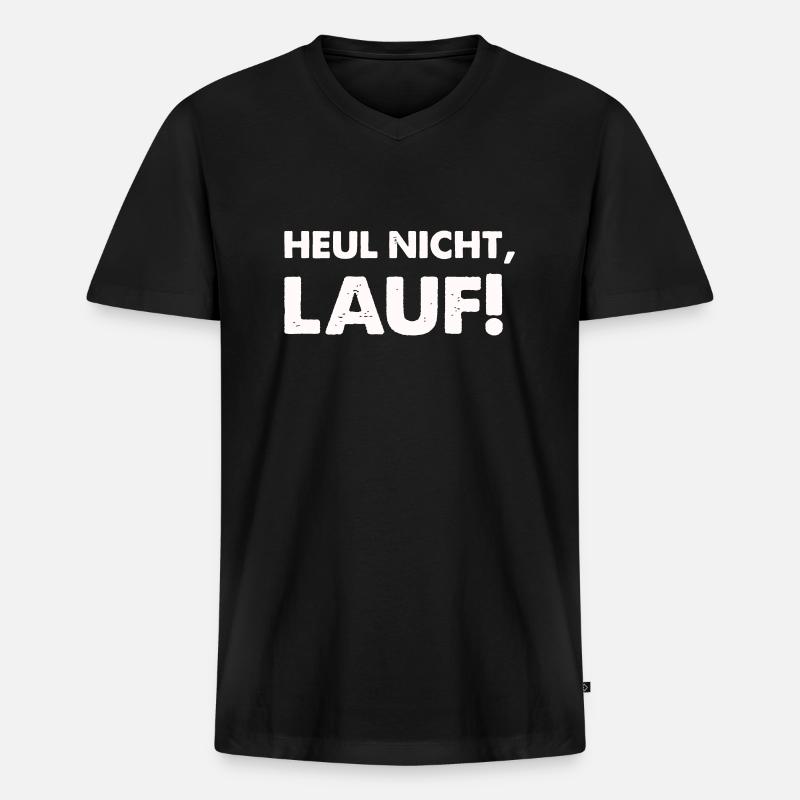 heul nicht lauf - Männer Premium Bio T-Shirt mit V-Ausschnitt - Schwarz