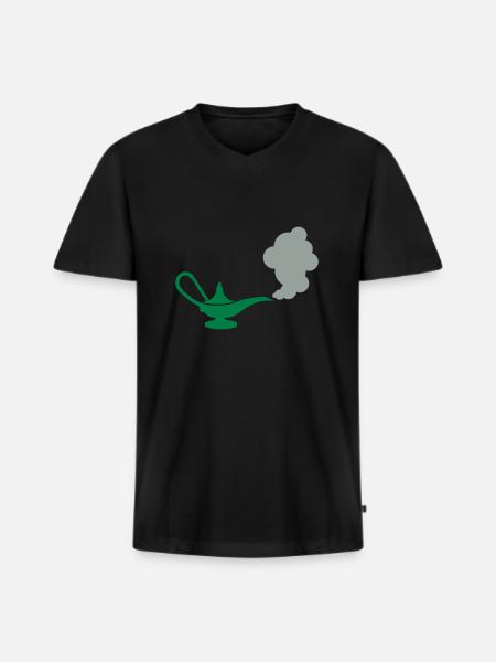 Wunderlampe - Männer Premium Bio T-Shirt mit V-Ausschnitt - Schwarz