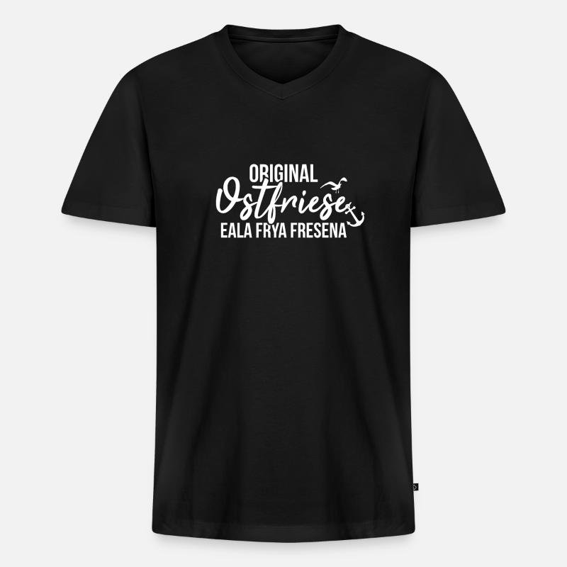 Original Ostfriese Ostfriesland - Männer Premium Bio T-Shirt mit V-Ausschnitt - Schwarz
