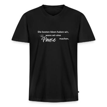 Pause machen :-) - Männer Premium Bio T-Shirt mit V-Ausschnitt - Schwarz - Vorne - Nico (187cm)