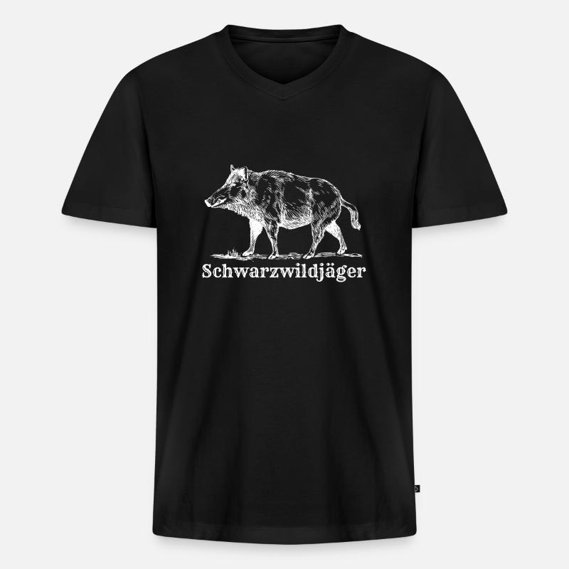 HNTR 2 - Männer Premium Bio T-Shirt mit V-Ausschnitt - Schwarz