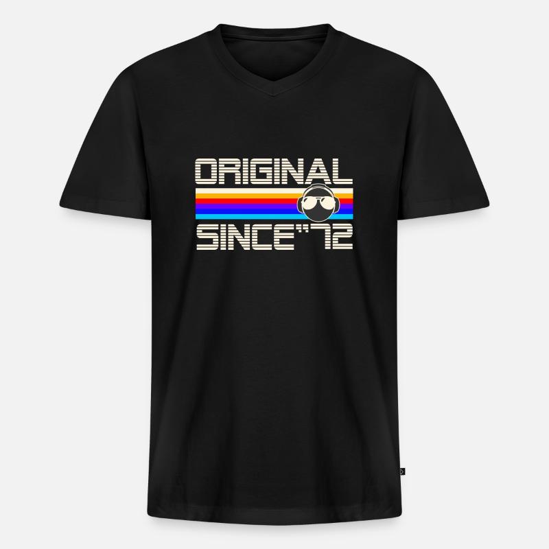 Seit 72 - Männer Premium Bio T-Shirt mit V-Ausschnitt - Schwarz