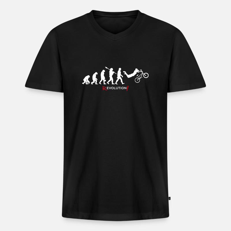 Revolution - Evolution Man Fun Twist11 - Männer Premium Bio T-Shirt mit V-Ausschnitt - Schwarz