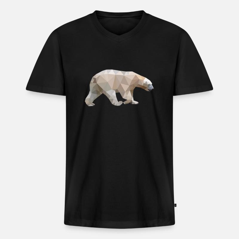 Polygon Eisbär - Männer Premium Bio T-Shirt mit V-Ausschnitt - Schwarz