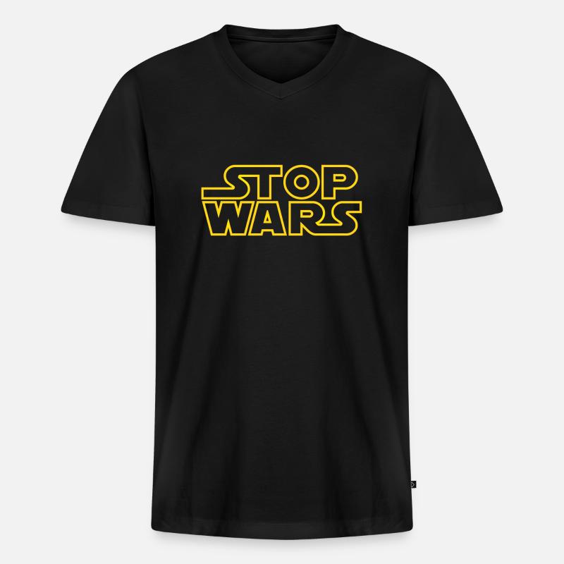 stop wars starlight outline - Männer Premium Bio T-Shirt mit V-Ausschnitt - Schwarz