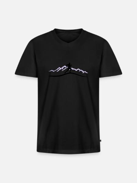 Running, Runner & Mountains - Men's Premium Organic T-shirt with V-neck - black