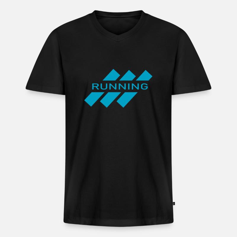 Marathon Running Run jogging - Männer Premium Bio T-Shirt mit V-Ausschnitt - Schwarz