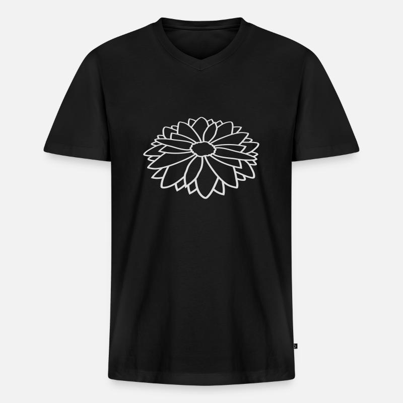 Kontur Hübsche Blume Design - Männer Premium Bio T-Shirt mit V-Ausschnitt - Schwarz