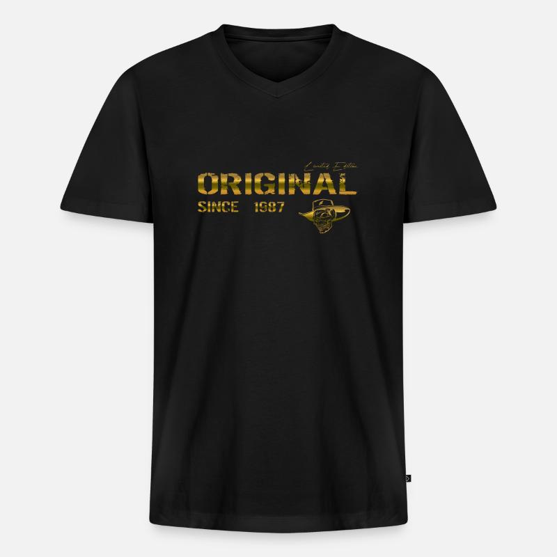 Original since 1987 - Männer Premium Bio T-Shirt mit V-Ausschnitt - Schwarz