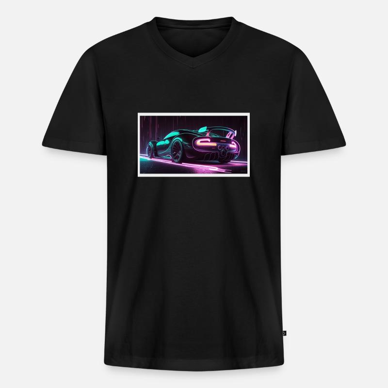 Luxsus Auto Neon - Männer Premium Bio T-Shirt mit V-Ausschnitt - Schwarz