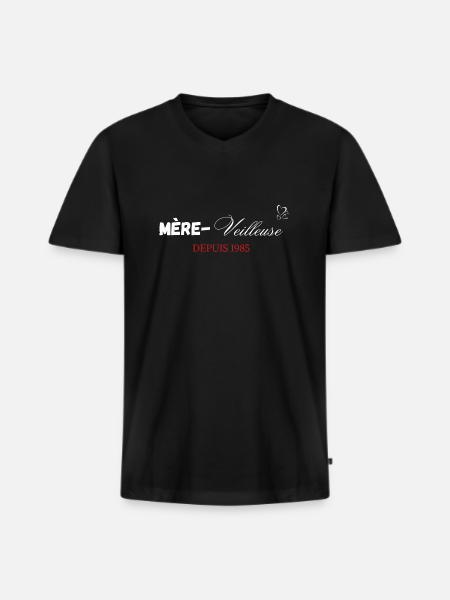 Mère veilleuse depuis 1985 - T-shirt encolure en V Premium bio Homme - noir