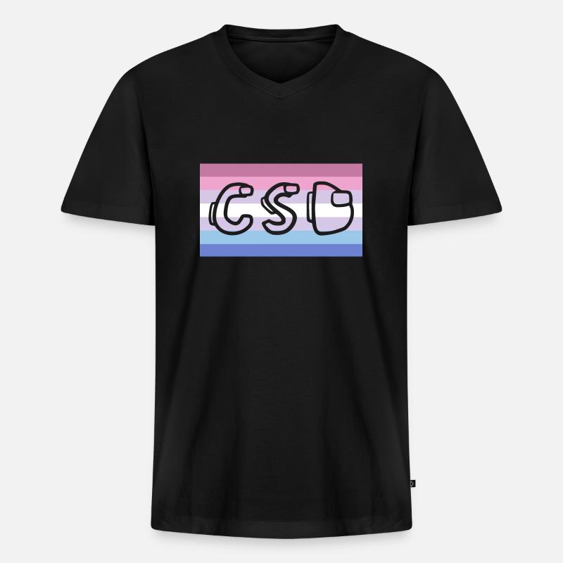 bigender pride CSD - Männer Premium Bio T-Shirt mit V-Ausschnitt - Schwarz