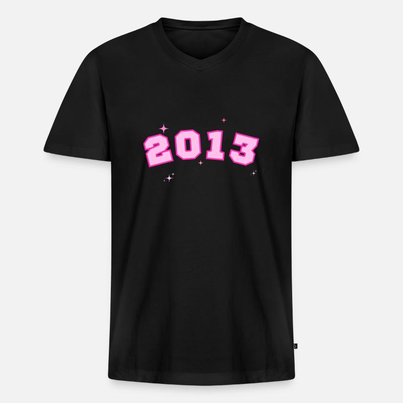 2013 Pinker Stern - Männer Premium Bio T-Shirt mit V-Ausschnitt - Schwarz