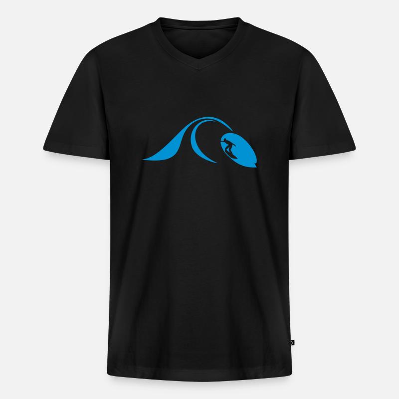 Perfekte Welle - Männer Premium Bio T-Shirt mit V-Ausschnitt - Schwarz