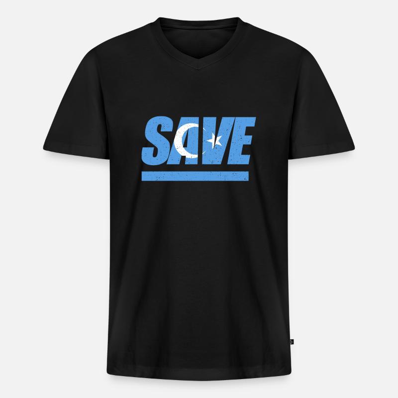 Save Uiguren Ost Turkestan - Männer Premium Bio T-Shirt mit V-Ausschnitt - Schwarz