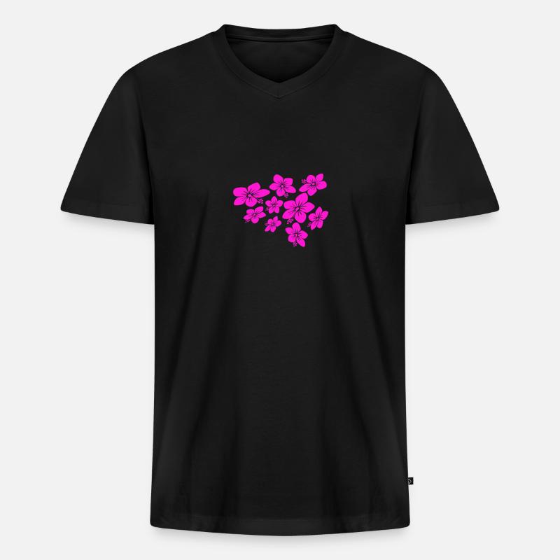 blumen - Männer Premium Bio T-Shirt mit V-Ausschnitt - Schwarz