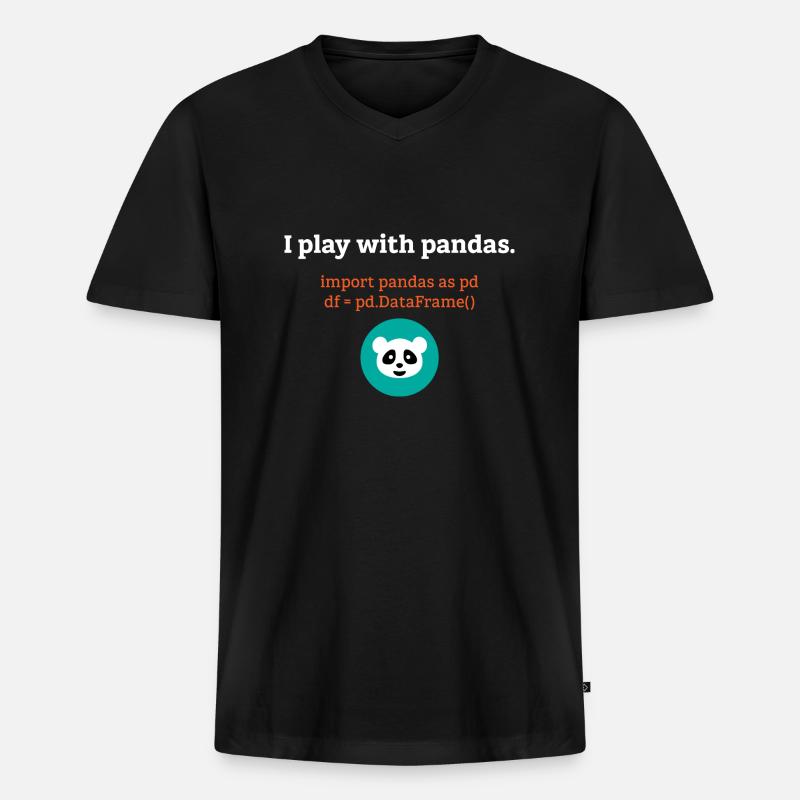 Pandas Datenwissenschaft Informatik Geschenk - Männer Premium Bio T-Shirt mit V-Ausschnitt - Schwarz