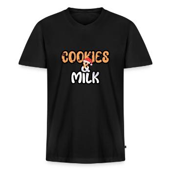 Christmas Chocolate Cookies Milk - Men's Premium Organic T-shirt with V-neck - black - Front - Nico (187cm)